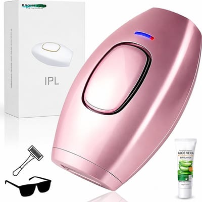 BronStore® IPL Laser Ontharingsapparaat - Ontharing Apparaat voor Dames & Heren - Epileerapparaat & Ontharingsapparaten - Inclusief Beschermbril, Scheermes & Aloë Vera Lotion