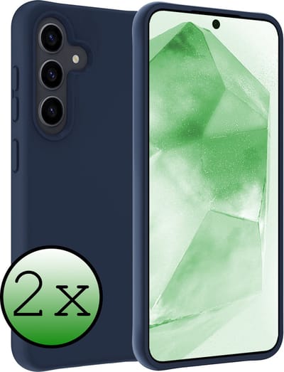 Hoesje 2 Stuks - Geschikt voor Samsung Galaxy A55 - Sterk & Shockproof - Case Siliconen - Back Cover - Telefoon Hoes - Donkerblauw