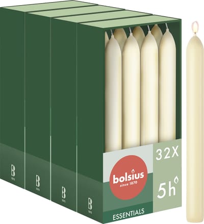 Bolsius - Gladde Dinerkaarsen - 17 cm - 32 stuks - Ivoor