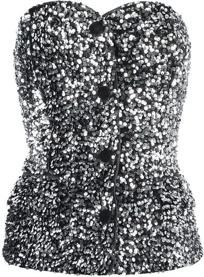 Gimme - Glitter Corset Top – Fonkelend Korset – Modieuze Mouwloze Top voor een Feestelijke Look - Zilver - Maat S