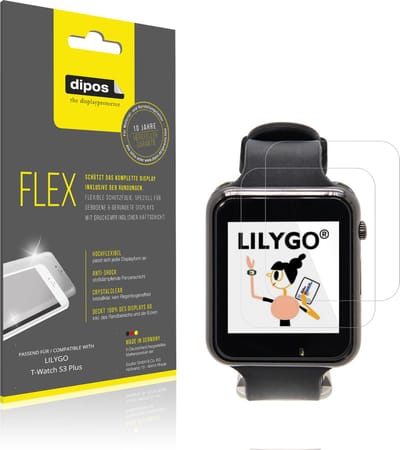 dipos – 2x Beschermfolie geschikt voor LILYGO T-Watch S3 Plus | 3D Full Cover Screenprotector | 100% Passend
