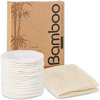 SnelShoppen - 20 Stuks Herbruikbare Katoenen Gezichtspads, Wasbare Bamboo Makeup Remover Ronden met Katoenen Waszak, Zacht voor Volwassenen en Kindere