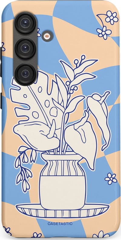 Casetastic Hoesje Geschikt voor Samsung S25 - Stijlvolle Beschermende Duo-layer Case - Bosje vol blauw