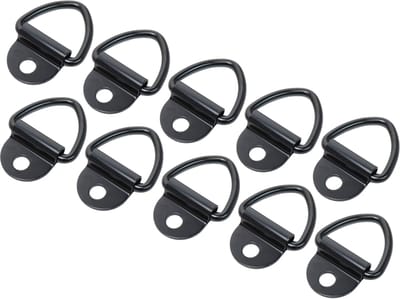 Set van 10 vloerringen / sjorogen zwart - 85 x 41 mm