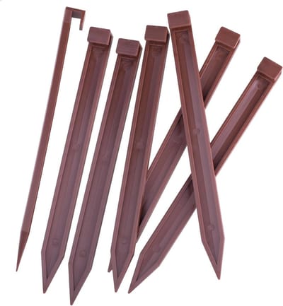 Landschapsranden Spikes - Tuinpalen Verankering - Tuinranden Afscheiden - UV-bestendig Materiaal - 12 stuks 25 cm - Bruin