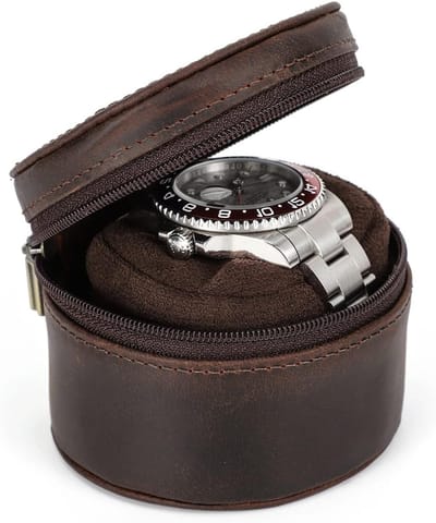 Enkelehuls leren reiskoffer voor horloges - Draagbare opslagbox voor mechanische horloges, perfect voor mannen en onderweg