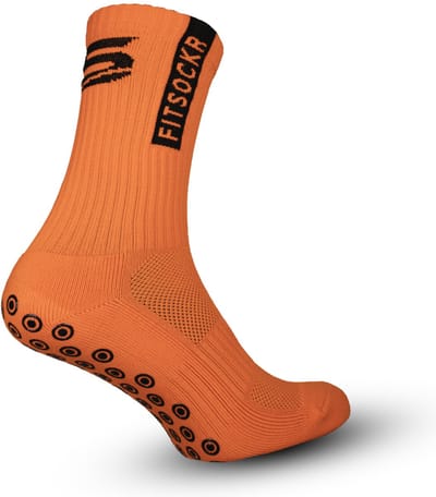 FitSockr Gripsokken Voetbal - Sportsokken - Grip socks - Voetbalsokken - Padel sokken - Antislip Sokken Heren/Dames/Kind - One - Oranje - Maat 32-36