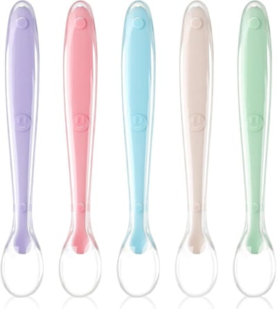 Siliconen Lepels voor Baby's - Set van 5 Voedingslepels, BPA-vrij, Zachte Startlepels in Meerdere Kleuren
