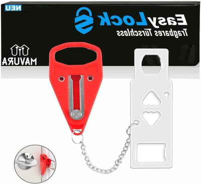 Draagbaar deurslot - Extra veiligheid - Reizen en privacy - Gereedschapsloze montage - 13 cm - Rood