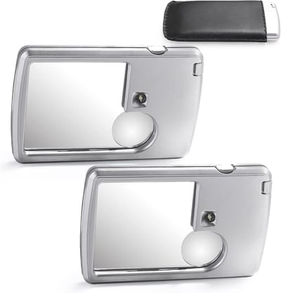 2 Stuks 3X 6X Zakloep – Kaarttype – Met Licht – Draagbaar – Voor Lezen, Sieraden, Menu, Reizen – Zilver