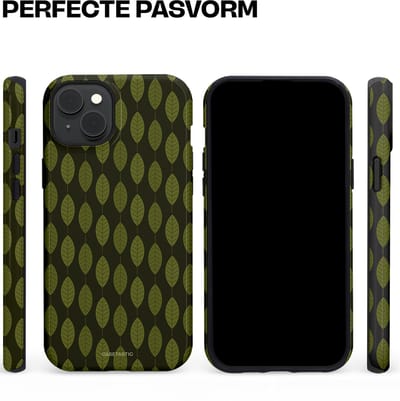 Casetastic hoesje geschikt voor Apple iPhone 15 Plus - MagSafe - Dubbellaagse bescherming - Donkergroene Bladerendek - Fashion Case - Zwart Donkergroen