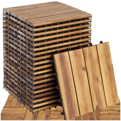 Set van 20 Houten Terrastegels met Kliksysteem voor Tuin, Terras en Balkon - Weerbestendig en Antislip