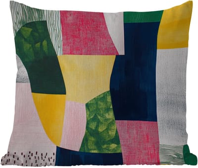 Tuinkussen - Abstract - Roze - Lappen - Vormen - Geel - 40x40 cm - Weerbestendig