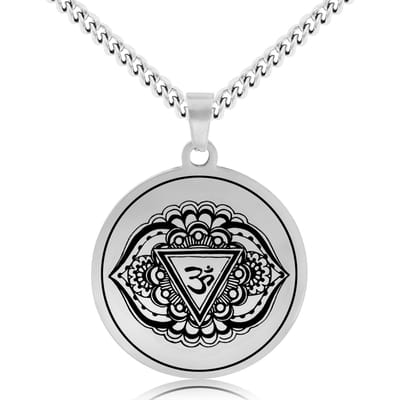 Derde Oog Chakra (Ajna) Ketting - Zilverkleurig Talisman - Roestvrij Staal - Spiritueel Cadeau - Pax Amare