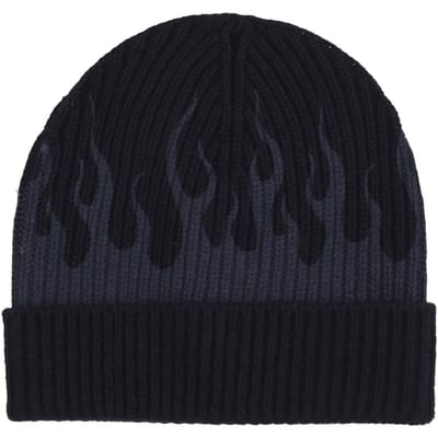 Heren Flames Beanie Muts Zwart/grijs