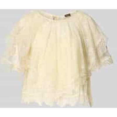 loose fit blouse met korte mouwen met semitransparante garnering model 'C_BENNEDY'