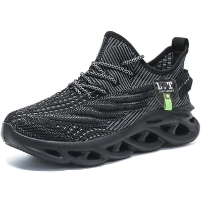 MAEDEF Heren Sneakers Mode Outdoor Antislip Vetersluiting Hardloopschoenen Zomer Lichtgewicht Ademend Mesh Comfortabele Vrijetijdsschoen 36 zwart
