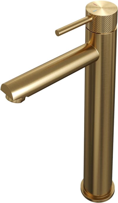 Brauer Gold Carving - Wastafelkraan - Opbouw - Geborsteld Goud PVD - Mengkraan - Hoog - 1 Greeps - Model A