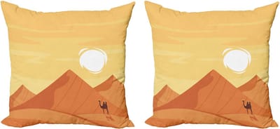 ABAKUHAUS Oasis Decoratieve Kussenhoes, Set van 2, Modern Accent Dubbelzijdige Digitale Print, 40x40 cm, Mosterd Kaneel