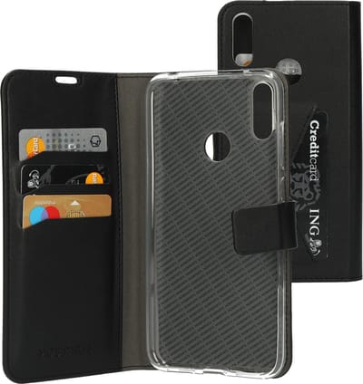 Mobiparts hoesje geschikt voor Huawei Y7 (2019) - Wallet/Boekhoesje - Eco Leer - Magneet Sluiting - Opberg vakken - Zwart