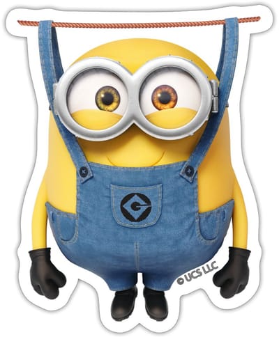 Minions Bob Aan De Waslijn Sticker maat S (10 x 10 cm)