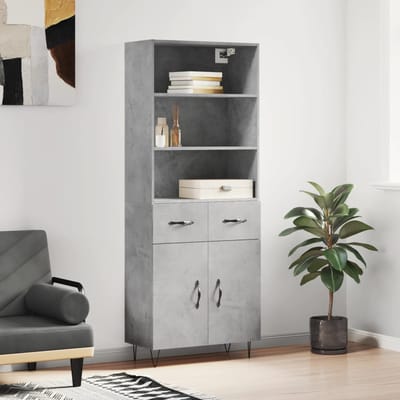 vidaXL - Hoge - kast - 69,5x34x180 - cm - bewerkt - hout - betongrijs
