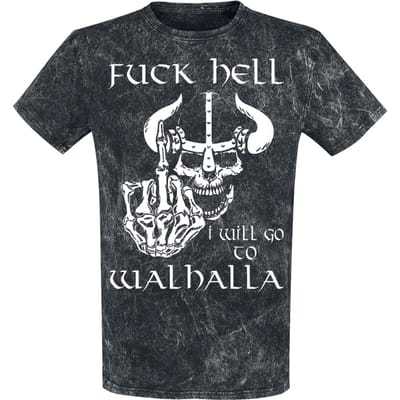 Sprüche - Fun T-shirt - Fuck Hell - I Will Go To Walhalla - M tot 4XL - voor Mannen - donkergrijs