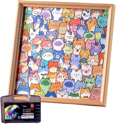 Houten Kattenpuzzel - Educatief Speelgoed - Creatief Knutselen - Inclusief Viltstiften - 75 Stukjes - Niet gespecificeerd
