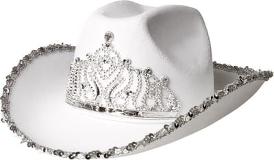 Boland - Hoed cowboy Glimmer wit Wit - 57 - Volwassenen - Vrouwen - Cowboy - Indiaan