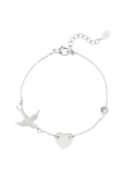 Bracelet breloques et pierre - Couleur argent