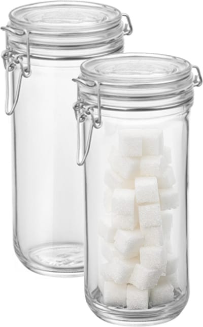 Bormioli Rocco Voorraad/weck pot - 2x - glas - transparant - 21 x 10 cm - 1 L