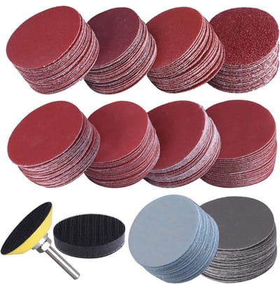 200 Stuks Schuurdiscs van 2 Inch met 1/4" Schacht en Zachte Schuim Buffer voor Boormachine en Slijpmachine - Diverse Korrelgroottes 80-3000