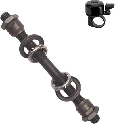 Set Fiets Voorwielas 9,5 mm Diameter 130 mm Inclusief Slangpatches