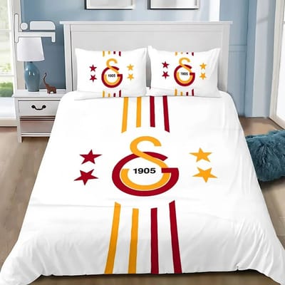 Ensemble de literie Galatasaray imprimé en 3D, Housse de couette et taies d'oreiller avec logo de club de football pour adulte, fille, garçon, cadeau, cadeau d'anniversaire 100x135cm