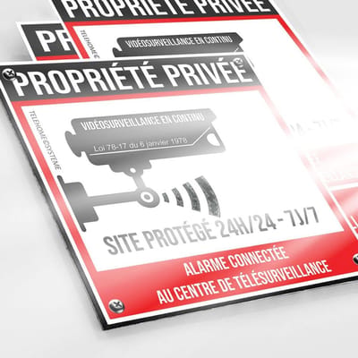 Waarschuwingsbord Privé-Eigendom Onder Videobewaking en Alarm | 90x90mm Dibond