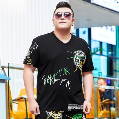 Heren T-shirt met korte mouwen en print Dikke man Bottoming shirt Modieus Jeugdig Losse Plus Size Plus Size T-shirt 205 7XL