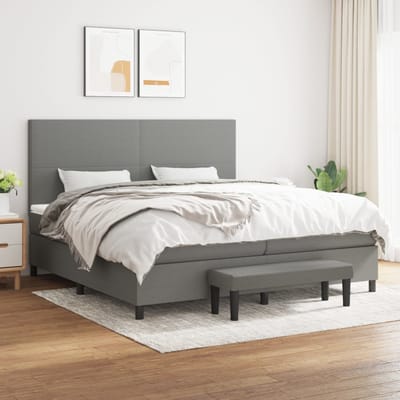 vidaXL - Boxspring - met - matras - stof - donkergrijs - 200x200 - cm