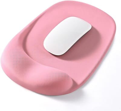 Ergonomische Muismatten met Gel Polsteun, Lycra Oppervlak voor Soepele Controle, Antislip PU Basis voor Kantoor, Gaming en Laptopgebruik, Roze Accessoire voor Bureau