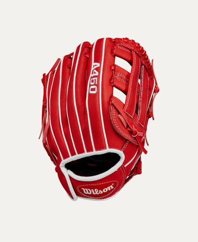 Wilson 2024: A450 - Red/White - 11'' - REG Rechtsgooiend