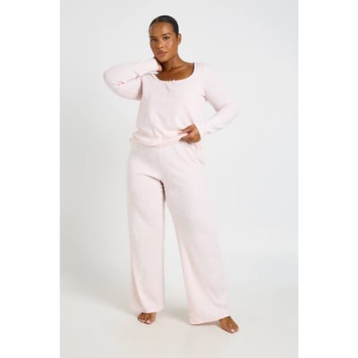 boohoo Dames Zwangerschaps Pointelle Pyjama Set Met Lange Mouwen En Broek | Pink | Maat: 8
