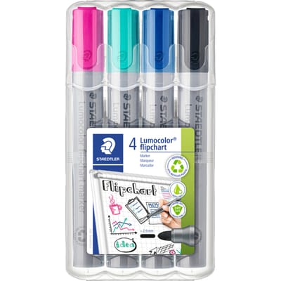 Viltstift Staedtler 356 voor flipover rond 2mm set à 4 stuks assorti