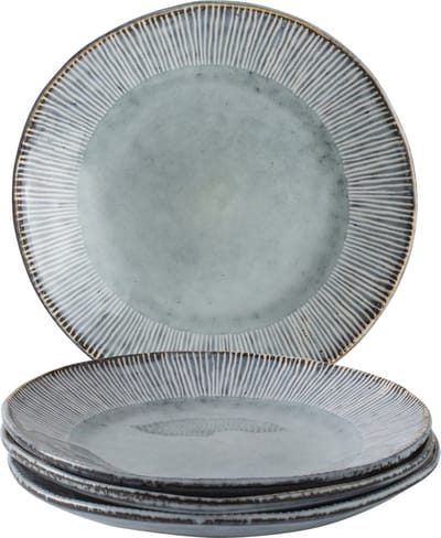 Dutch Rose Organic Borden set - Giftset 4 - 21,5 cm - Stoneware Handgemaakt - Blauw