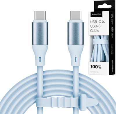 Krüger&Matz KM1269 - USB-C Kabel - 100W - 1m - Siliconen - Blauw