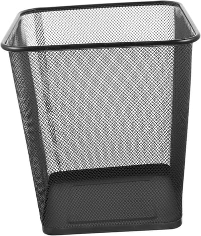 Prullenbak Vierkant - Afvalbak Kantoor - Ruimte Opruimen - Geperforeerd Gaasontwerp - 29.8 cm Hoog - Zwart