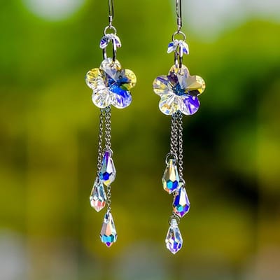 Boucles d'oreilles pendantes élégantes à longues franges Ab Color Crystal pour femmes, bijoux de fiançailles, cadeaux gray