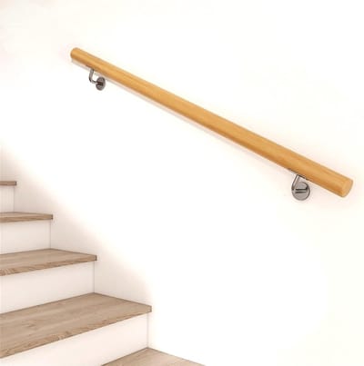 Houten Leuning - Trapleuning Wandbeugel - Veiligheid Thuis - Massief Hout - 500cm - Natuurlijk Hout