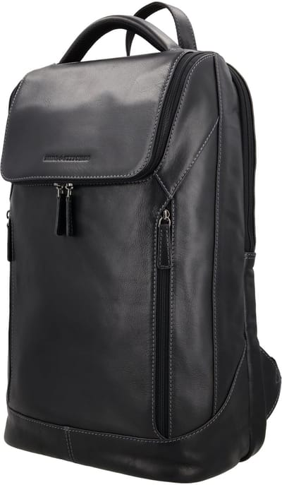 Hide & Stitches Japura Rugzak 15,6 inch (34.5x19.4 cm) - 100% Leer - Zwart