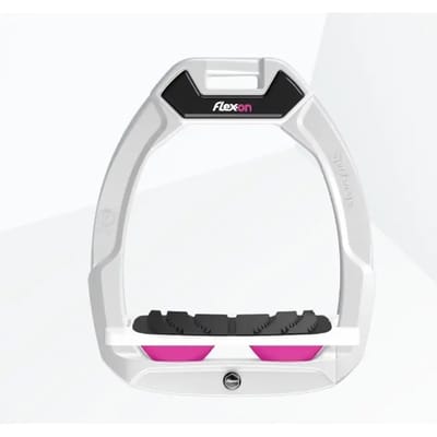 Veiligheidsstijgbeugels Paardrijden Hellend Grip Wit/Wit/Roze Flex-On Safe-On
