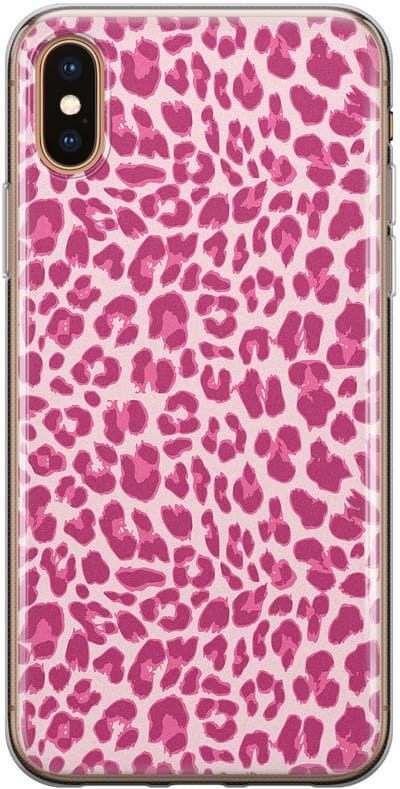 Leuke Telefoonhoesjes - Hoesje geschikt voor iPhone Xs Max - Luipaard roze - Soft case - TPU - Luipaardprint - Roze
