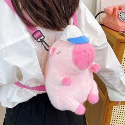 Klikkopers® - Capybara Rugzak - Capybara Knuffel - Capybara Handtas - Capibara Rugtas - Draagbare Make-up Tas - Roze
